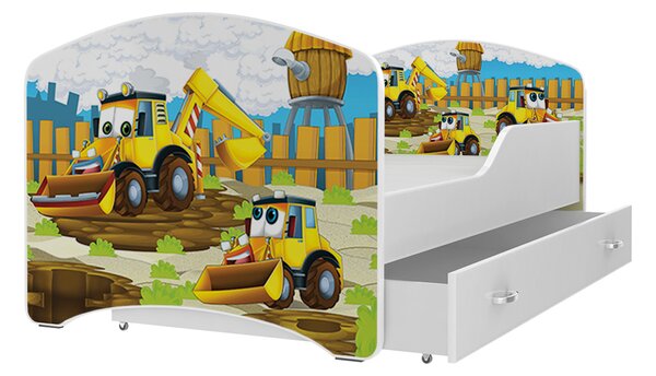 AJK Dětská postel Jan - bagry Velikost spací plochy: 180x80, Matrace: ne