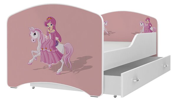 AJK Dětská postel Jan - princezna s koníkem Velikost spací plochy: 180x80, Matrace: ano