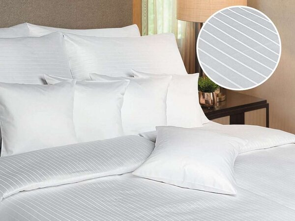 Povlečení atlas grádl Polycotton bílý pruh 140x200, 70x90 cm