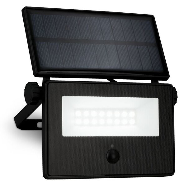 BRILO 3856015 Solární LED venkovní nástěnné svítidlo vč. IR senzoru, černé, 5W, 400 lm, sklo/plast - BRILO