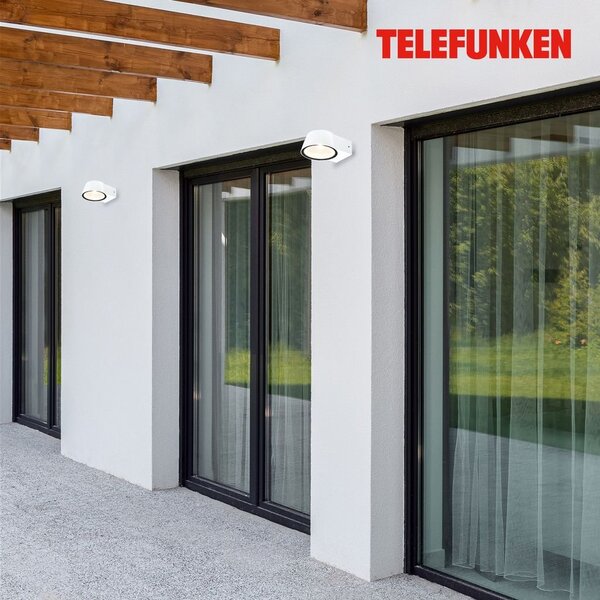 TF 323006TF TELEFUNKEN LED venkovní nástěnné svítidlo, IP54 voděodolné a prachotěsné, bílý hliník - BRILONER