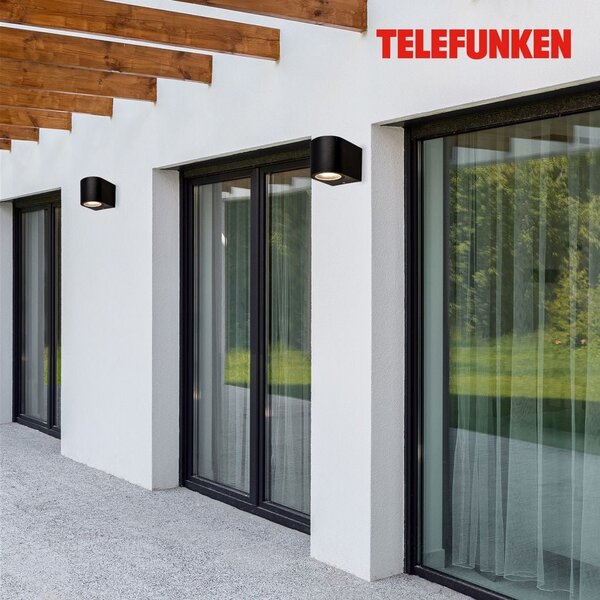 TF 322905TF TELEFUNKEN venkovní nástěnné svítidlo, ochrana proti stříkající vodě, bez vypínače, černá - BRILONER