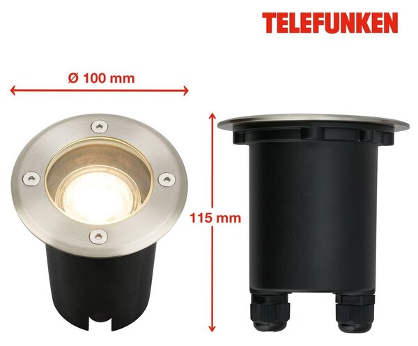 TF 322702TF TELEFUNKEN venkovní svítidlo do země, vodotěsné IP67, tvrzené sklo, GU10 patice, kruhové - BRILONER