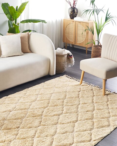 Koberec SANLIURFA Pískově béžová 140 x 200 cm Bavlna