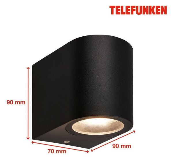 TF 322905TF TELEFUNKEN venkovní nástěnné svítidlo, ochrana proti stříkající vodě, bez vypínače, černá - BRILONER