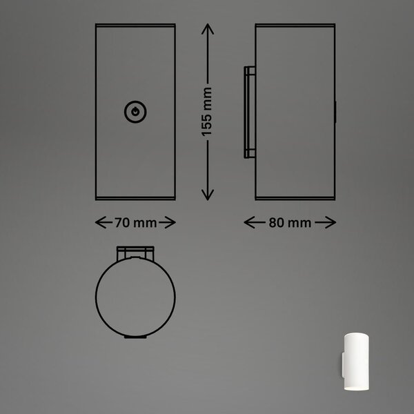 BRI 3786016 Lima LED venkovní nástěnné svítidlo, nabíjecí, 3 krokový dotykový stmívač, časovač, bílé - BRILONER