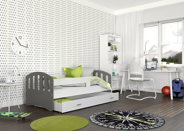 AJK Dětská postel Roman šedo/bílá Velikost spací plochy: 140x80