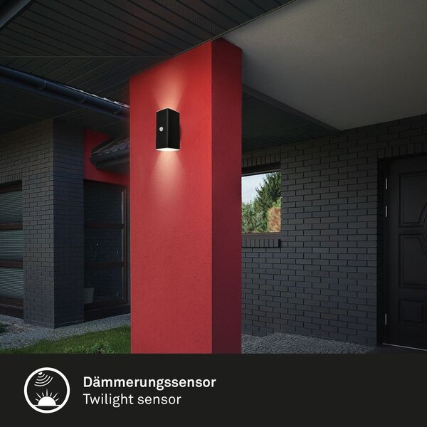 BRI 3788015 Kona LED venkovní nástěnné svítidlo, pohybové čidlo, soumrakový senzor, nabíjecí - BRILONER