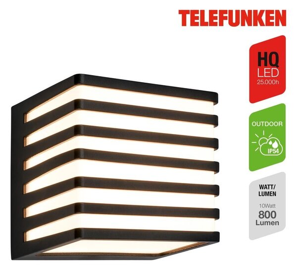 TF 321905TF TELEFUNKEN LED venkovní nástěnné svítidlo, voděodolné a prachotěsné, kostka, černá/bílá - BRILONER