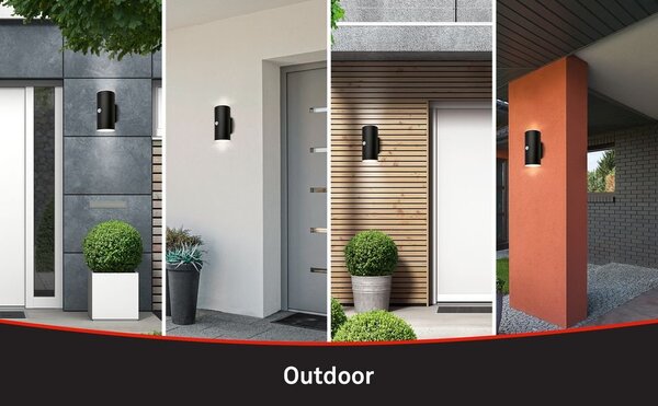 BRI 3787015 Lima LED venkovní nástěnné svítidlo, pohybové čidlo, soumrakový senzor, nabíjecí, černá - BRILONER