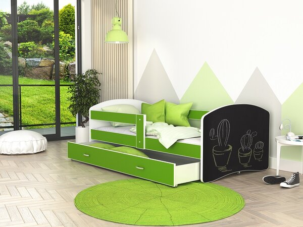AJK Dětská postel s tabulí na psaní - zelená Velikost spací plochy: 140x80, Matrace: ano