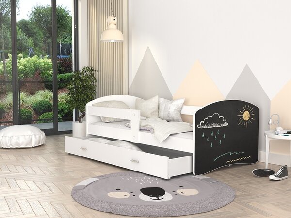AJK Dětská postel s tabulí na psaní - bílá Velikost spací plochy: 160x80, Matrace: ne