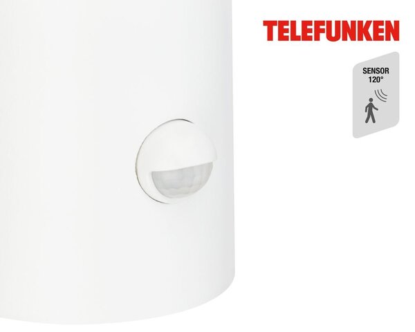 TF 322306TF TELEFUNKEN venkovní nástěnné svítidlo, pohybové čidlo, ochrana proti stříkající vodě, kouřové sklo, bílé - BRILONER