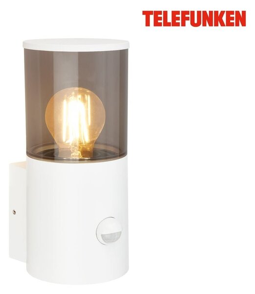 TF 322306TF TELEFUNKEN venkovní nástěnné svítidlo, pohybové čidlo, ochrana proti stříkající vodě, kouřové sklo, bílé - BRILONER