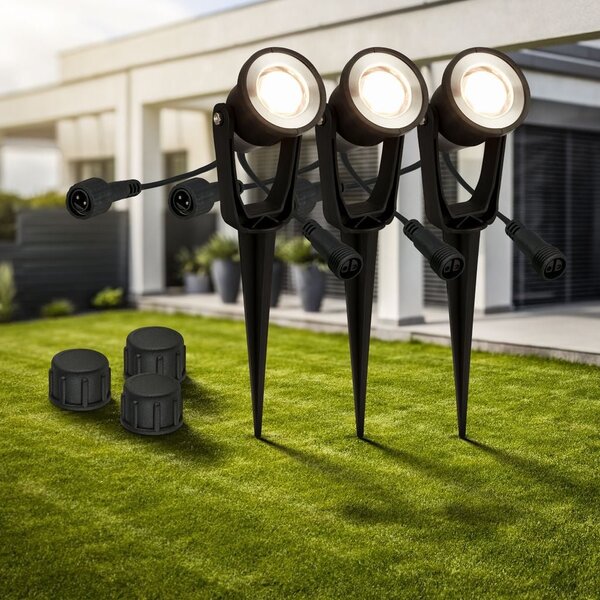 BRI 3919035 CONNECT TO SHINE prodlužovací sada Lilis sada 3ks LED zahradních bodových svítidel, IP65 - BRILONER