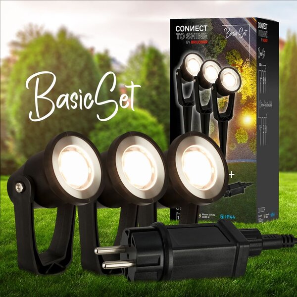 BRI 3918035 Startovací sada Lillis – CONNECT TO SHINE, 3ks bodových svítidely, IP65, černá - BRILONER