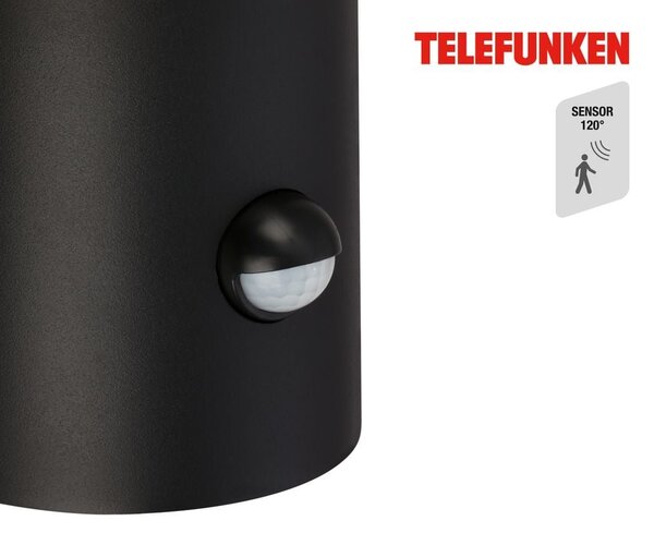 TF 322305TF TELEFUNKEN venkovní nástěnné svítidlo, pohybové čidlo, ochrana proti stříkající vodě, difuzor, černé - BRILONER