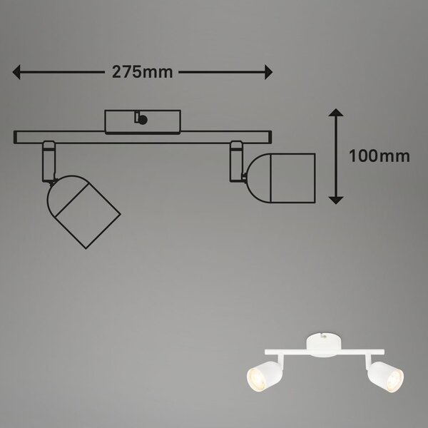 BRILO 2145026 Bodové svítidlo Spot, 27,5 cm, 2x GU10, max. 9W, bílé - BRILO