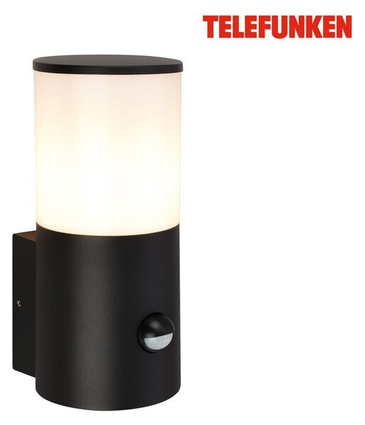 TF 322305TF TELEFUNKEN venkovní nástěnné svítidlo, pohybové čidlo, ochrana proti stříkající vodě, difuzor, černé - BRILONER