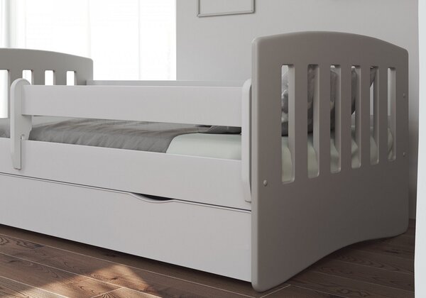 Dětská postel se zábranou Ema - šedá Velikost spací plochy: 180x80, Matrace: ano, Šuplík: ANO