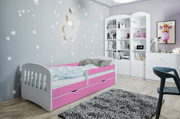 Dětská postel se zábranou Kitty - růžová Velikost spací plochy: 180x80, Matrace: ne, Šuplík: ANO