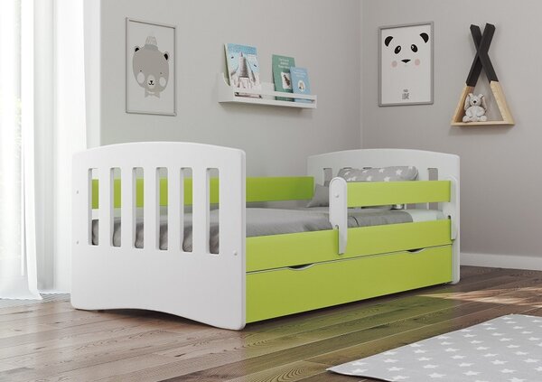Dětská postel se zábranou Kitty - zelená Velikost spací plochy: 180x80, Matrace: ano, Šuplík: NE