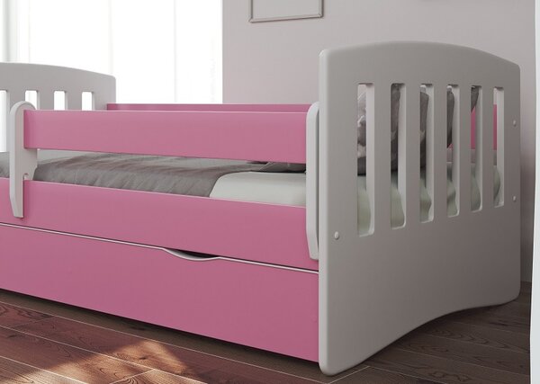 Dětská postel se zábranou Kitty - růžová Velikost spací plochy: 180x80, Matrace: ne, Šuplík: ANO