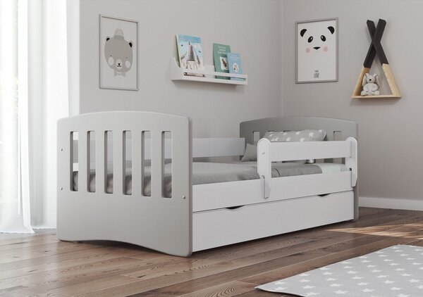 Dětská postel se zábranou Ema - šedá Velikost spací plochy: 180x80, Matrace: ano, Šuplík: ANO