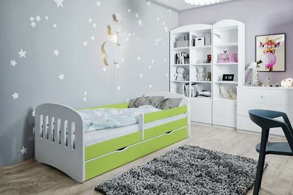 Dětská postel se zábranou Kitty - zelená Velikost spací plochy: 180x80, Matrace: ano, Šuplík: NE