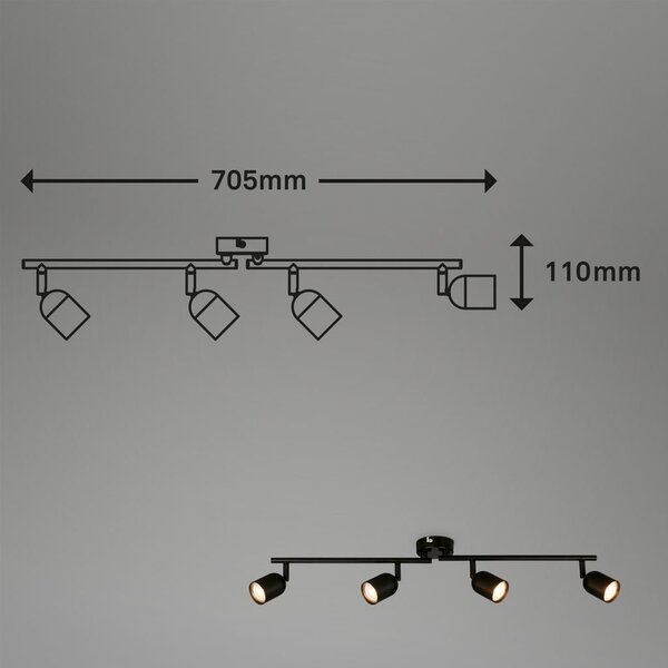 BRILO 2145045 Bodové svítidlo Spot, 70,5 cm, 4x GU10 max. 9W, černá - BRILO