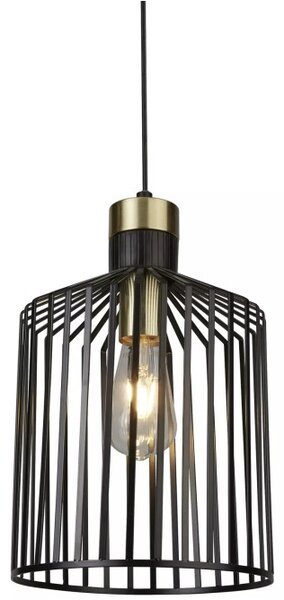 Searchlight 9413BK Závěsné svítidlo BIRD CAGE černé & ZLATÁ, průměr 22cm