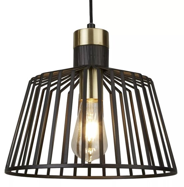 Searchlight 9411BK Závěsné svítidlo BIRD CAGE černé & ZLATÁ, průměr 30cm
