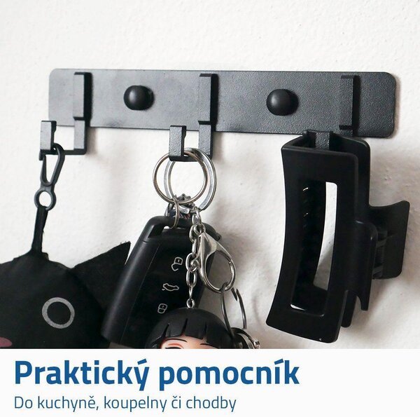 Nalepovací lišta s háčky - kovová