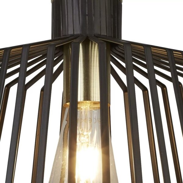 Searchlight 9411BK Závěsné svítidlo BIRD CAGE černé & ZLATÁ, průměr 30cm