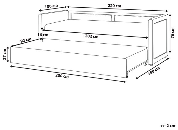 Rozkládací postel Manšestr MIMIZAN 90 x 200 cm Námořnická modrá