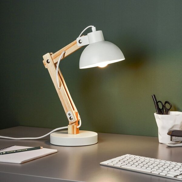 Brilliant 98979/05 Stolní lampa MODA bílá + dřevo