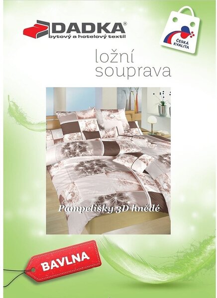 Bavlněné povlečení Pampelišky 3D hnědé 140x200, 70x90 cm