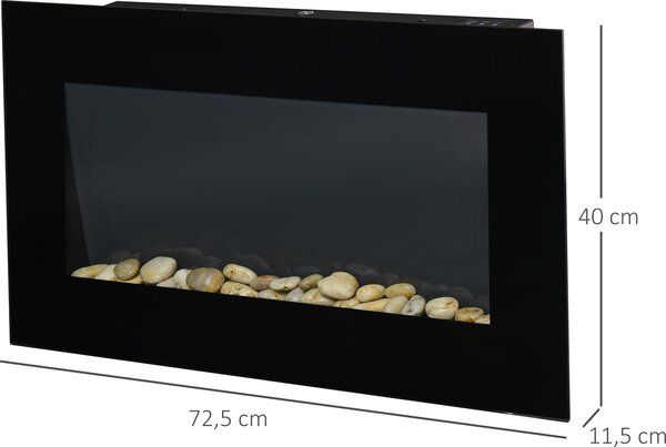 Elektrický krb HOMCOM s efektem LED plamenů, nástěnný krb 1000/2000 W, montáž na zeď