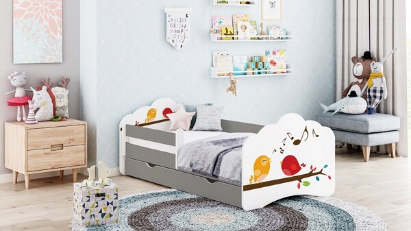 Happy Babies Dětská postel Tobík - ptáčci Velikost spací plochy: 160x80, Barva: cappucino