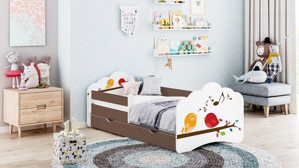 Happy Babies Dětská postel Tobík - ptáčci Velikost spací plochy: 160x80, Barva: cappucino