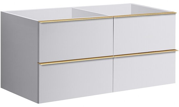 Koupelnová skříňka pod umyvadlo s úchytkou Velora - bílá matná, zlatá úchytka - 119x53x46,5 cm