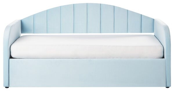 Rozkládací postel Umělý samet EYBURIE 90 x 200 cm Světle modrá