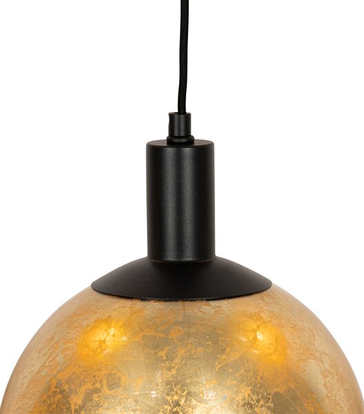 Designové závěsné svítidlo černé se zlatým sklem 5-světlo - Bert