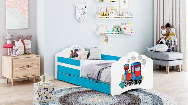 Happy Babies Dětská postel Tobík - super lokomotiva Velikost spací plochy: 160x80, Barva: modrá