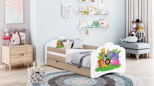 Happy Babies Dětská postel Tobík - veselý zvěřinec Velikost spací plochy: 160x80, Barva: bílá