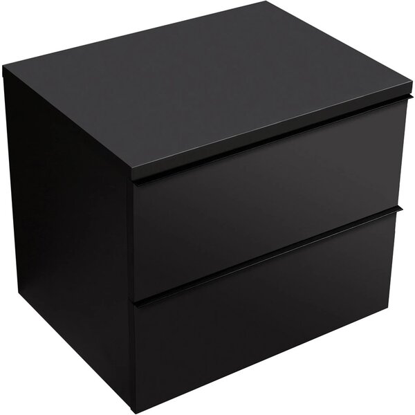 Koupelnová skříňka Velora - černá matná, úchytka černá + deska pod umyvadlo Navira Pro - 36 mm - 60x56,6x46,5 cm