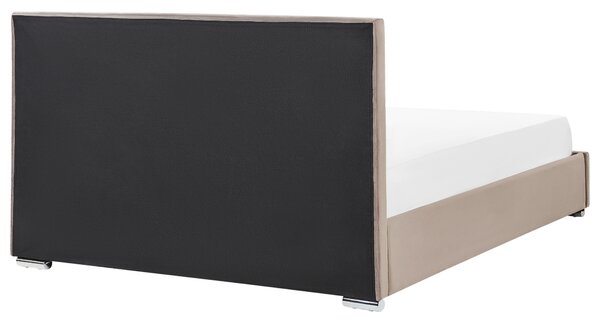 Postel s úložným prostorem Umělý samet ROUEN 180 x 200 cm Taupe