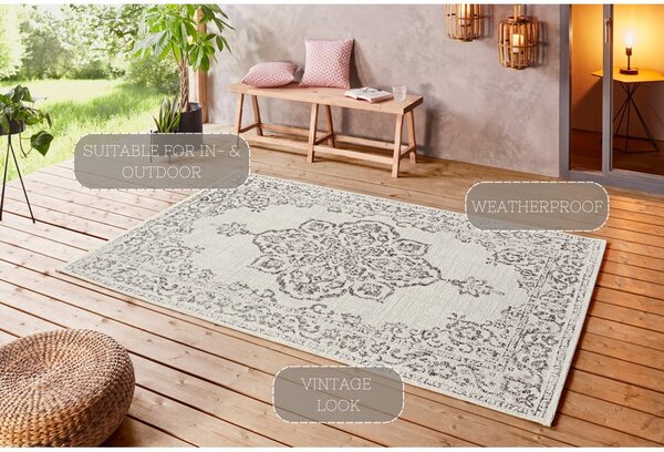 Šedo-krémový venkovní koberec NORTHRUGS Tilos, 160 x 230 cm