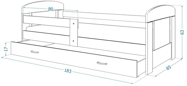 AJK Dětská postel Vašek - bílá Velikost spací plochy: 140x80, Matrace: ne