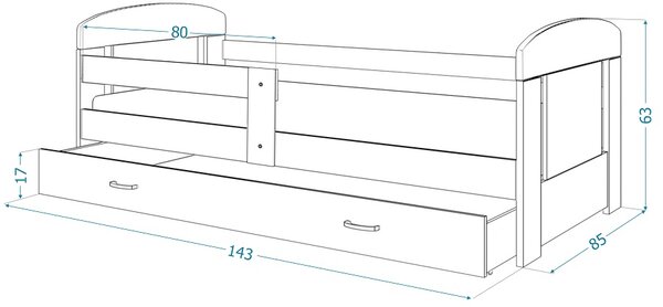 AJK Dětská postel Vašek - bílá Velikost spací plochy: 140x80, Matrace: ne